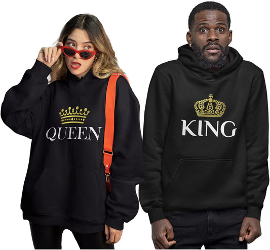 KING & QUEEN Matching Couple Hoodie Set Valentine'S Day Gift His & Hers Hoodies