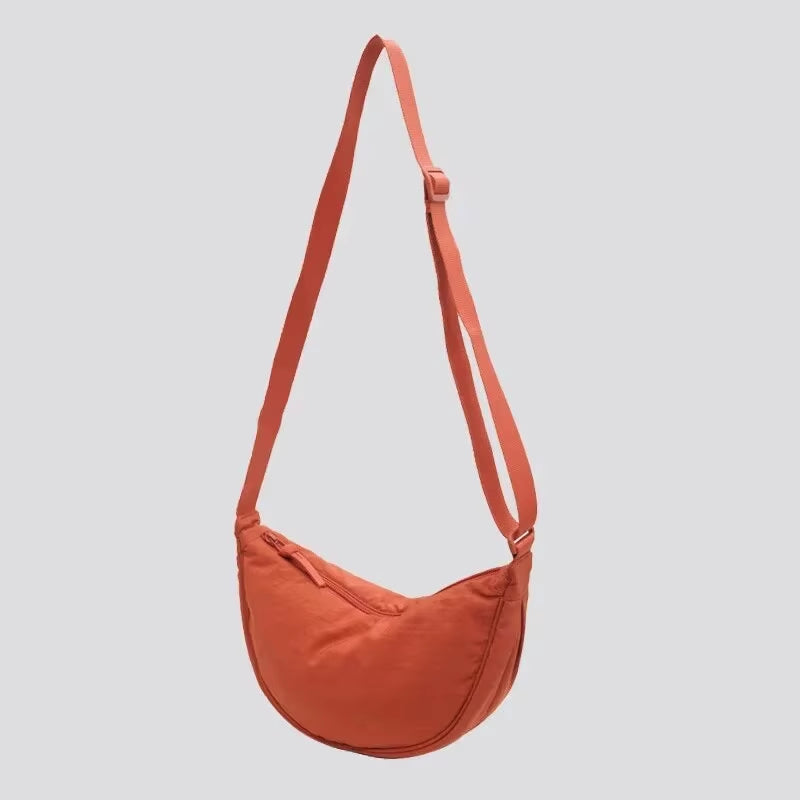 New Simple and Casual Solid Color Nylon Large Capacity Women'S Dumpling Bag Shoulder Bag for Travel and Commuting